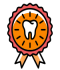 Cartoon drawing of a tooth inside a certificate ribbon to show that your North Carolina dentists offer cosmetic dentistry to improve your smile
