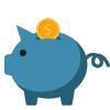 Icon of a Piggybank to represent that these North Carolina dentists offer affordable quality dentistry that lasts and offer financing and insurance options