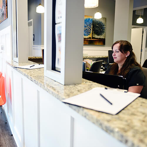 The front desk of Night & Day Dentistry in Durham, NC