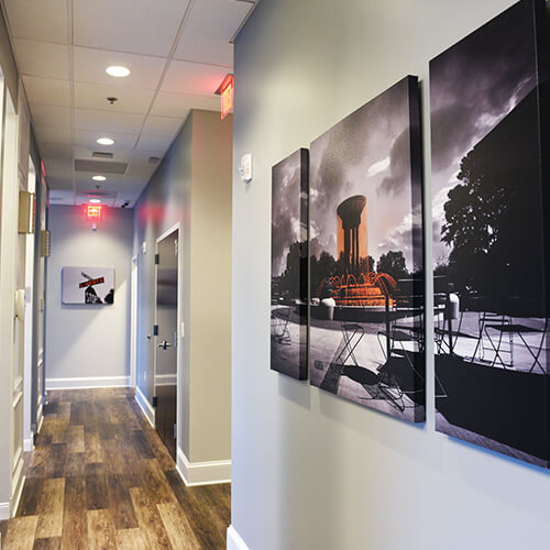 The hallway inside of Night & Day Dentistry in Cary, NC