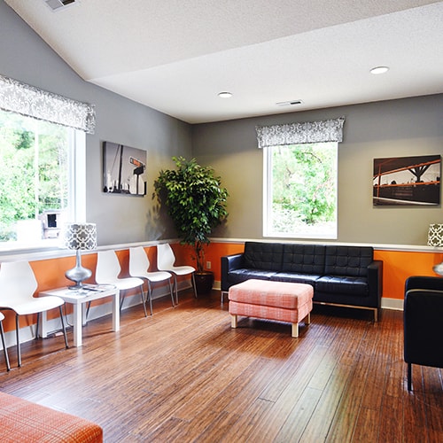 The lobby of Night & Day Dental in Raleigh, NC